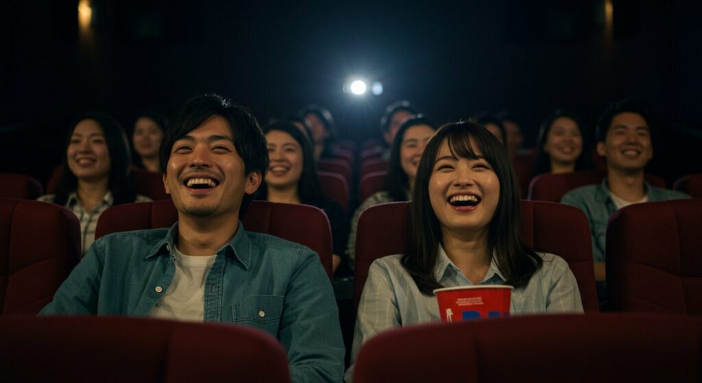 映画を見ている男女