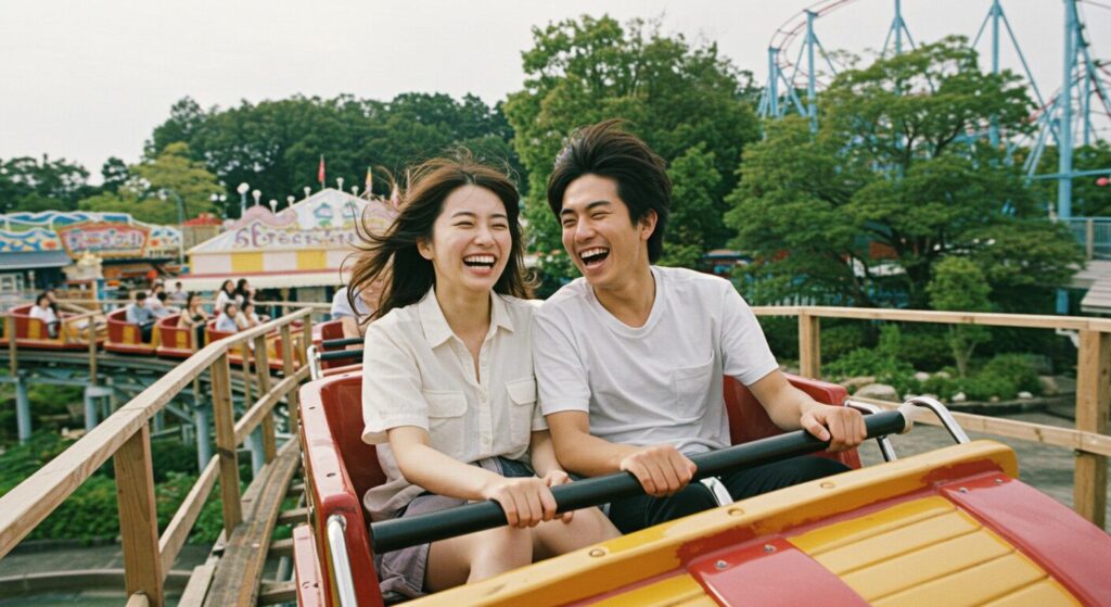 ジェットコースターの男女