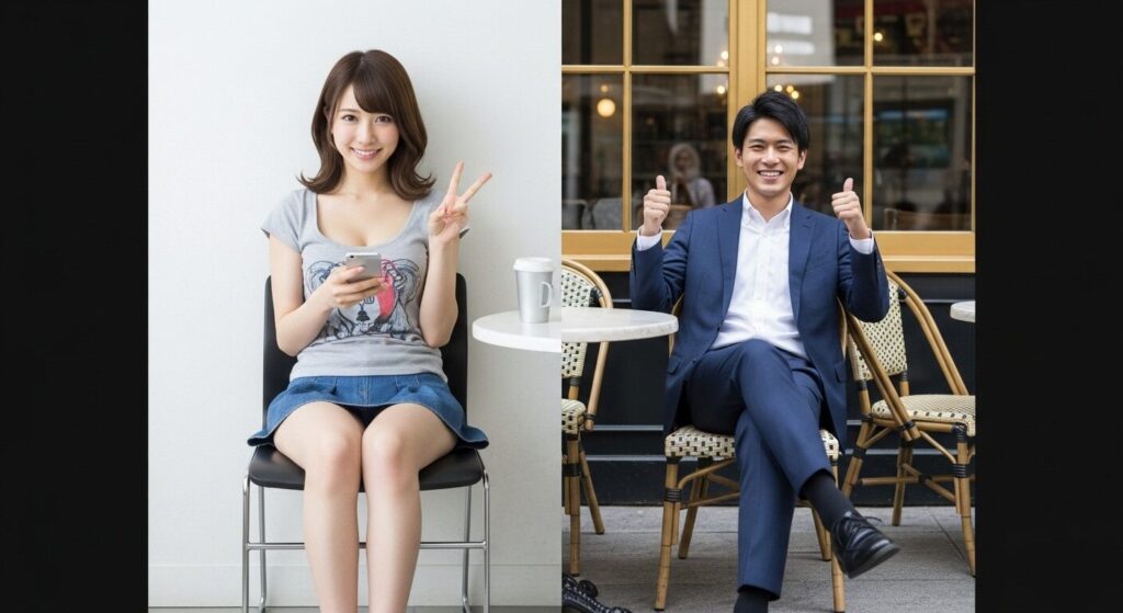 嬉しそうにライン