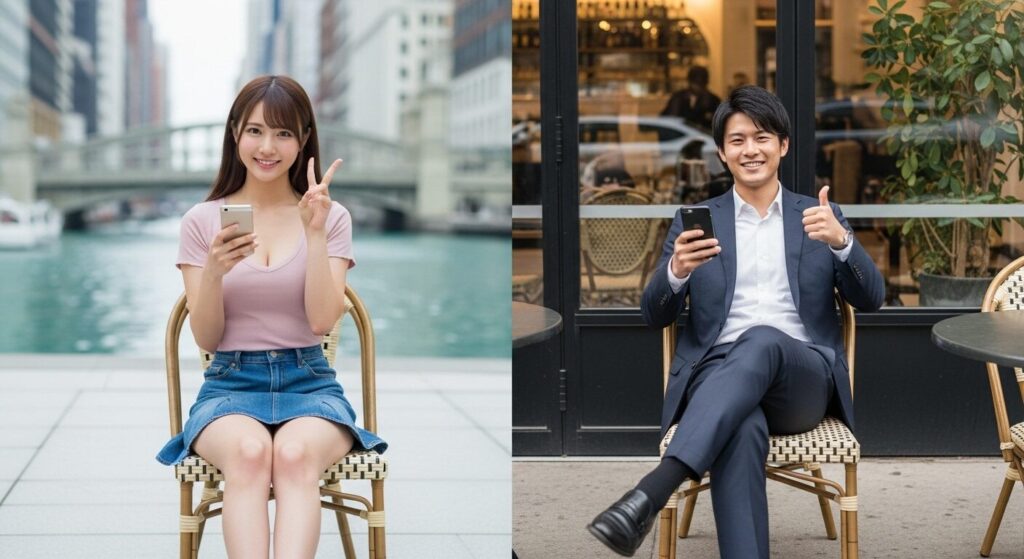 嬉しそうにライン