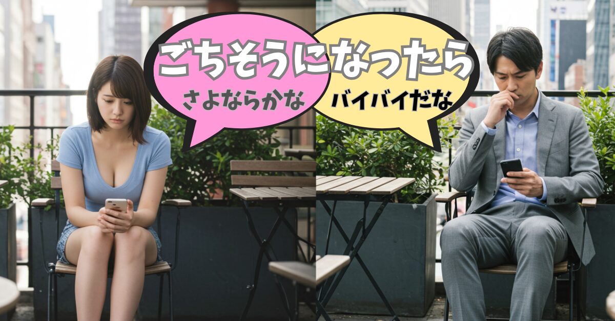 ラインで食事の約束をする男女