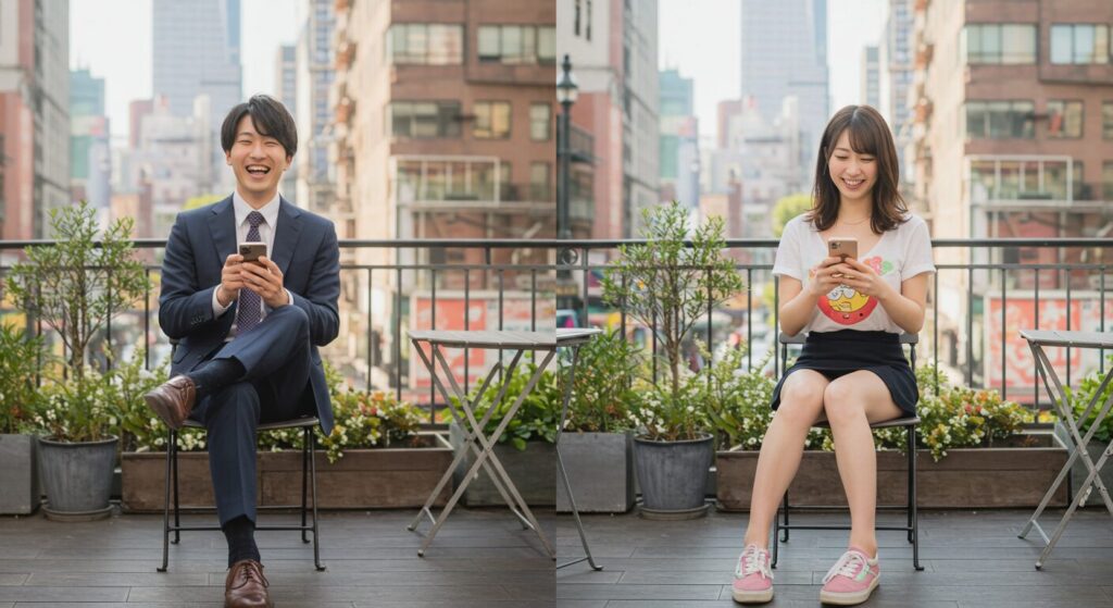 メールしてるカップル