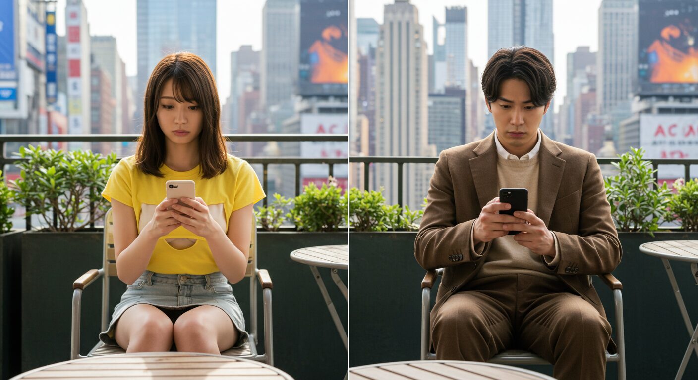 悩んでいる男女