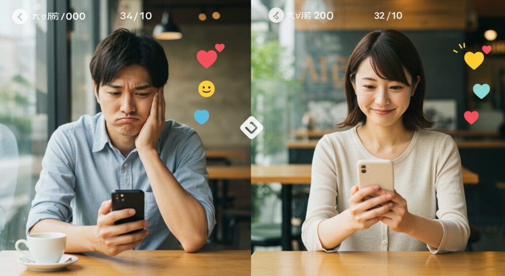 女性にラインを送っている男性