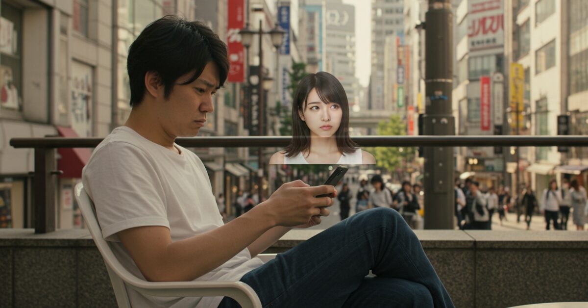 ラインの返事に悩んでいる男性