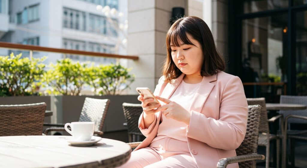 スマホを楽しむ女性