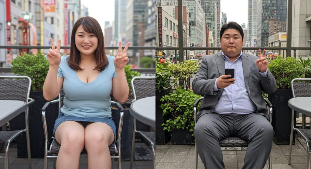 ラインを楽しむ男女