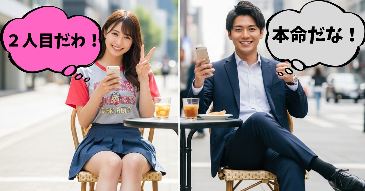 ラインを楽しむ男女