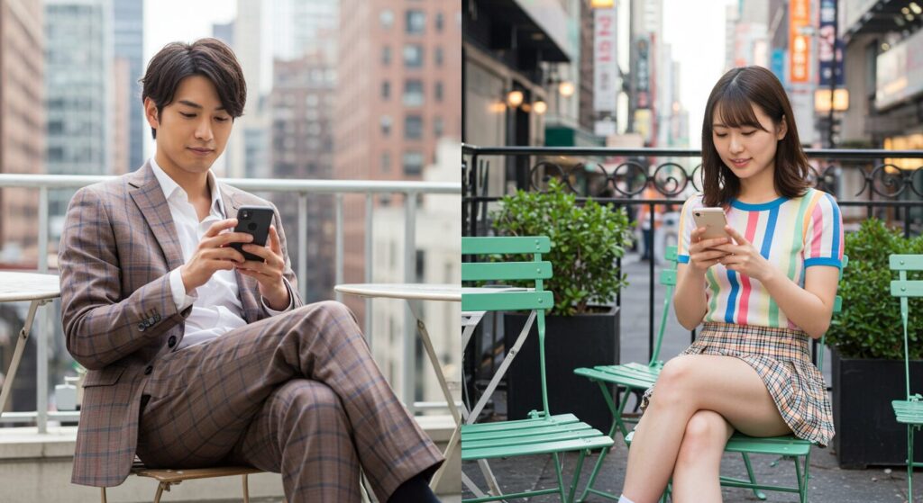 スマホを見て困っている