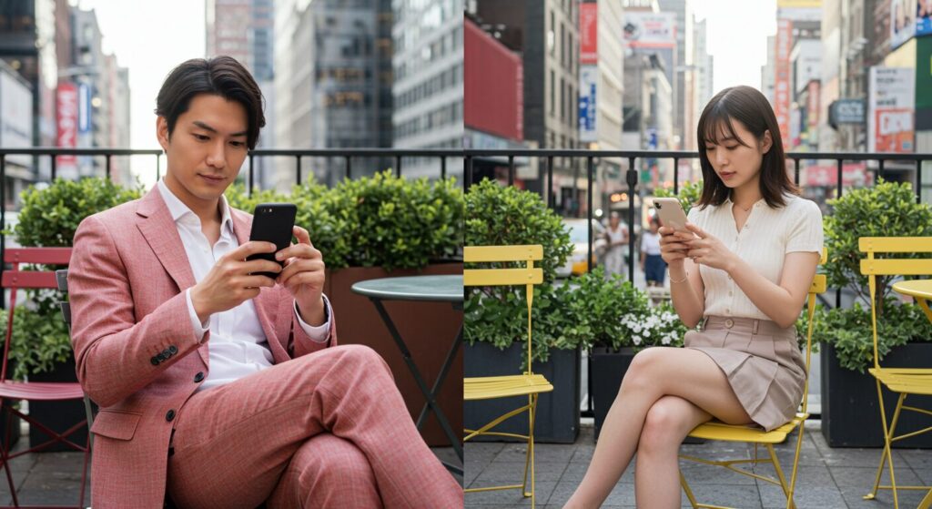 スマホを見て困っている